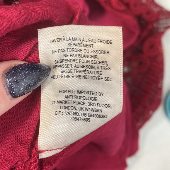 Anthropologie Floreat Wine Aveline Lace Crochet Dress Size 0 - Picture 14 of 16